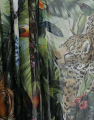 Elegant Jungle Print Maxi Silk Dress