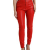 Dolce & Gabbana Elegant High-Waist Stretch Denim in Red