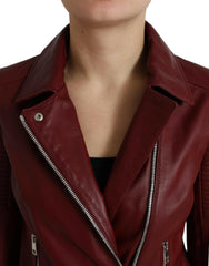 Dolce & Gabbana Bordeaux Biker Leather Jacket