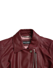 Dolce & Gabbana Bordeaux Biker Leather Jacket