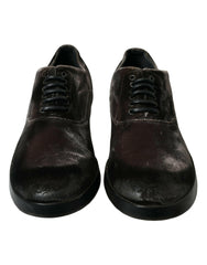 Elegant Brown Velvet Oxford Lace-up Shoes