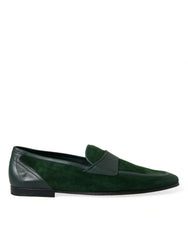 Emerald Velvet Leather Loafers for Men