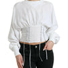 Dolce & Gabbana Elegant White Lace-Up Corset Cropped Top