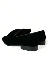 Elegant Black Velvet Loafers - Men's Luxury Footwear