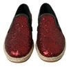 Dolce & Gabbana Red Sequined Leather Loafers