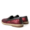 Dolce & Gabbana Red Sequined Leather Loafers