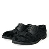 Dolce & Gabbana Elegant Black Fur Derby Dress Shoes for Men