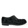 Dolce & Gabbana Elegant Black Fur Derby Dress Shoes for Men