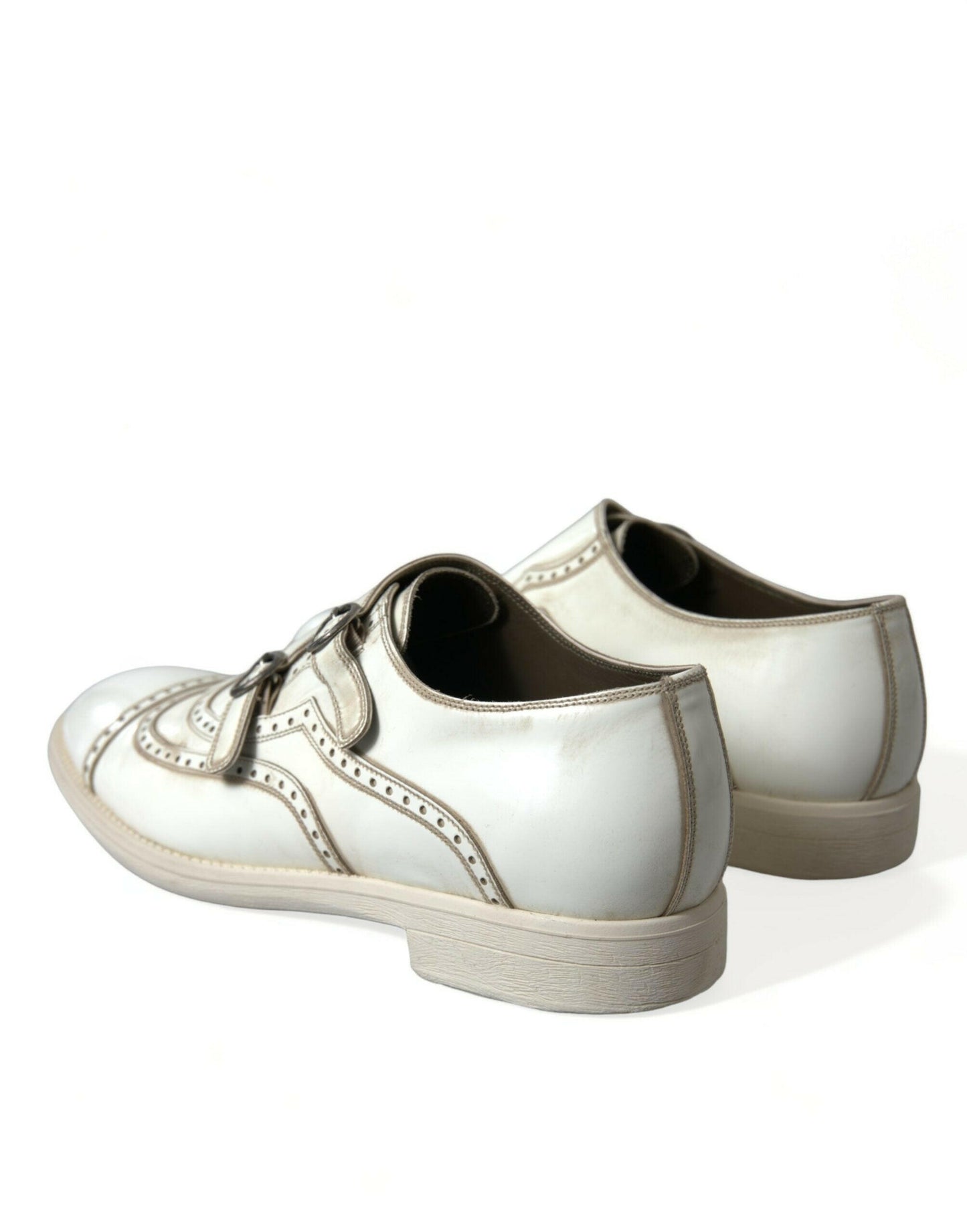 Dolce & Gabbana Elegant White Leather Derby Dress Shoes