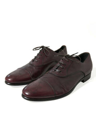 Elegant Burgundy Leather Derby Shoes