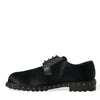 Dolce & Gabbana Elegant Black Calf Fur Derby Shoes