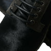 Dolce & Gabbana Elegant Black Calf Fur Derby Shoes