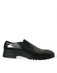 Elegant Black Leather Studded Loafers