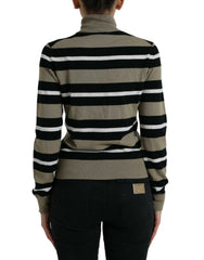 Dolce & Gabbana Elegant Striped Turtleneck Wool Sweater