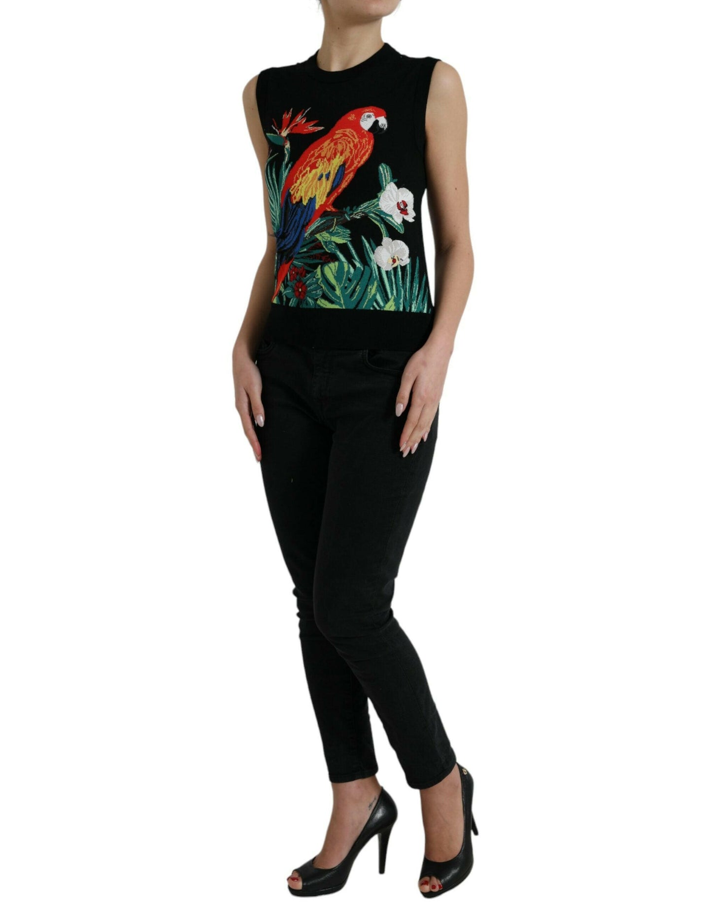 Dolce & Gabbana Elegant Jungle Print Crew Neck Tank Top