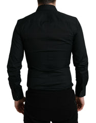 Elegant Black Slim Fit Italian Dress Shirt