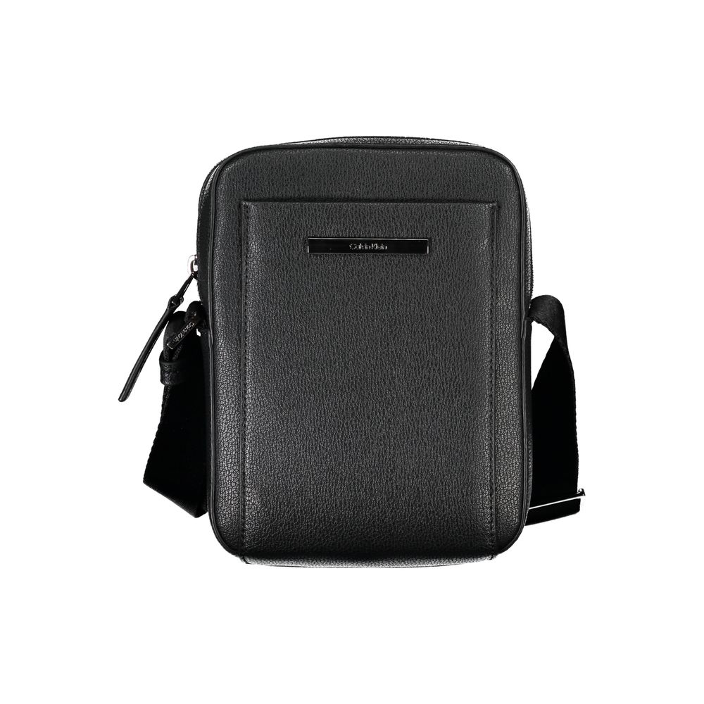 Sleek Black Shoulder Bag with Logo Detail