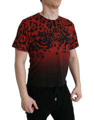 Red Leopard Print Crew Neck Tee