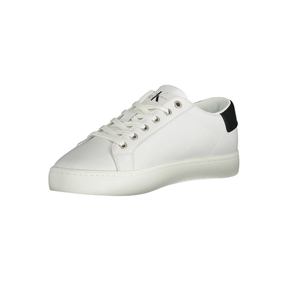 Calvin Klein Sleek White Lace-Up Sneakers with Logo Detail