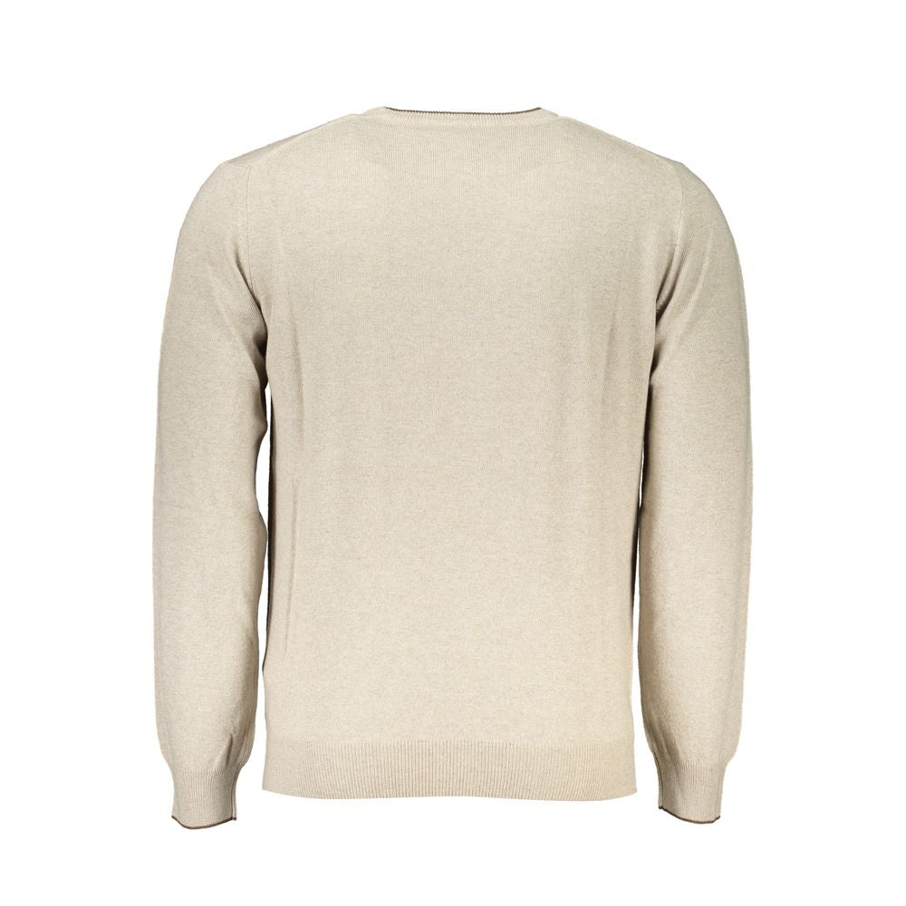 Harmont & Blaine Beige Crew Neck Luxury Sweater with Embroidery