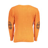 U.S. Grand Polo Elegant Twisted Crew Neck Orange Sweater