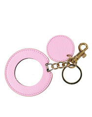 Dolce & Gabbana Elegant Pink Gold Leather Keychain