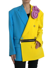 Multicolor Patchwork Trench Coat Jacket