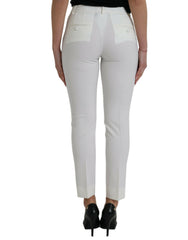 Elegant White Mid-Waist Tapered Pants