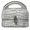 Balenciaga Metallic Silver Alligator Leather Mini Bag