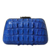 Balenciaga Electric Blue Crocodile Skin Clutch