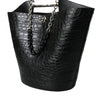 Balenciaga Elegant Black Crocodile Leather Maxi Bucket Bag