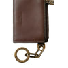 Dolce & Gabbana Brown Leather Zip Logo Keyring Coin Purse Keyring Wallet