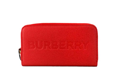 Burberry Elmore Red Embossed Logo Leather Continental Clutch Wallet