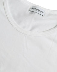 White Cotton Round Neck Crewneck Underwear T-shirt