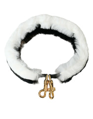 Black White Lapin Fur Accessory Shoulder Strap