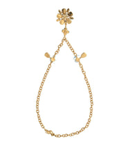 Gold Brass Chain Crystal Floral Pendant Charm Necklace