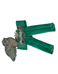 Green Satin Bird Crystal Women Hair Clip