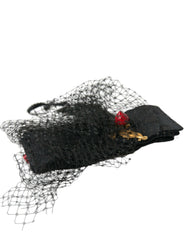 Dolce & Gabbana Black Strawberry Sicily Crystal Mesh Net Headband Diadem