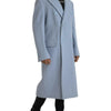 Dolce & Gabbana Blue Double Breasted Long Trench Coat Jacket