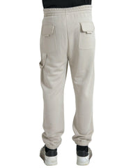 Dolce & Gabbana Off White Viscose Cargo Jogger Sweatpants Pants