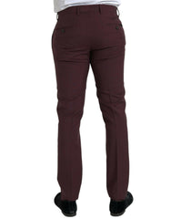 Dolce & Gabbana Maroon Wool Men Slim Fit Dress Pants