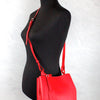 Burberry Lorne Small Red Pebbled Leather Bucket Crossbody Purse Bag