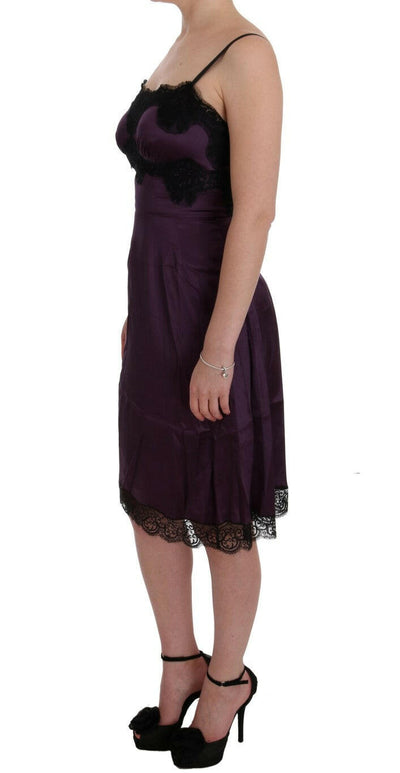 Dolce & Gabbana Elegant Purple Silk Lace Shift Dress