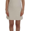 Dolce & Gabbana Elegant White Wool Shift Dress with Gold Brooch