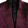 Dolce & Gabbana Maroon Silk Single Breasted Coat Blazer