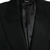 Dolce & Gabbana Black Wool Peak Single Breasted Coat Blazer