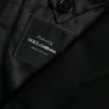 Dolce & Gabbana Black Wool Peak Single Breasted Coat Blazer