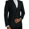 Dolce & Gabbana Black Stripe SICILIA Double Breasted Coat Blazer