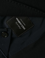 Black Wool Notch Single Breasted Coat Blazer