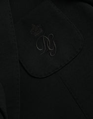 Black Wool Notch Single Breasted Coat Blazer